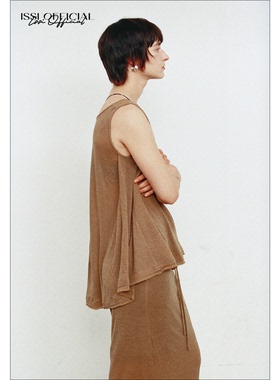 ISSIofficial*轻薄羊毛自然垂摆式松弛感背心轻薄透气叠穿罩衫