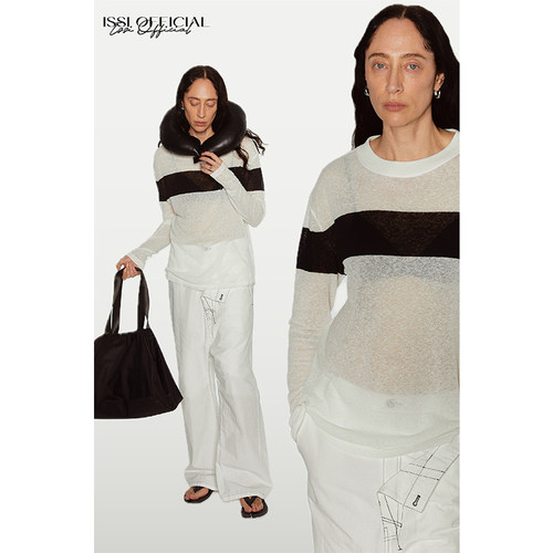 ISSIofficial混纺条纹针织上衣