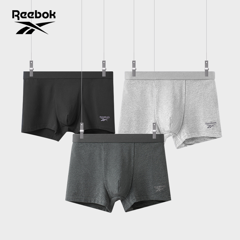 Reebok/锐步男士内裤男纯棉平角裤抗菌透气四角裤秋冬男生短裤头