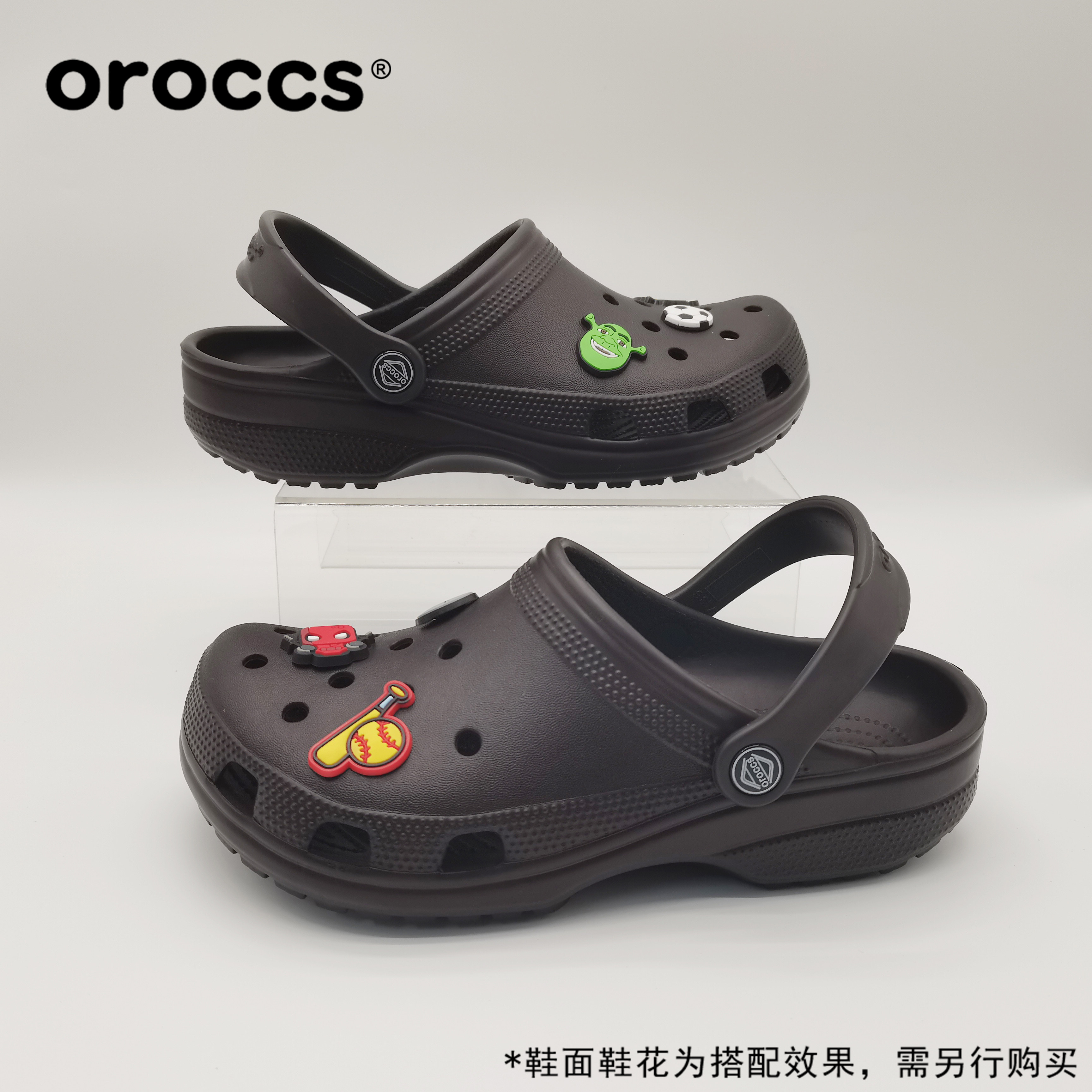 Oroccs洞洞鞋沙滩经典明星轻便足弓软底软面透气防滑耐磨拖鞋1001