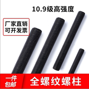 10.9级螺杆全螺纹牙条丝杆短全牙螺丝螺栓吊顶通丝牙棒M12 M20M24