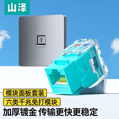 山泽(SAMZHE)六类网络模块 CAT6千兆免打网线面板模块 RJ45水晶头