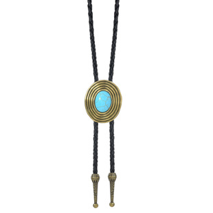 简约波西米亚波洛领带复古编织绳饰扣可调节个性西部牛仔领结项链