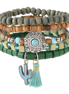 西部牛仔风手链牛仔帽仙人掌造型