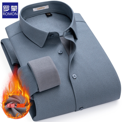 罗蒙新款针织绵羊毛加绒加厚衬衫