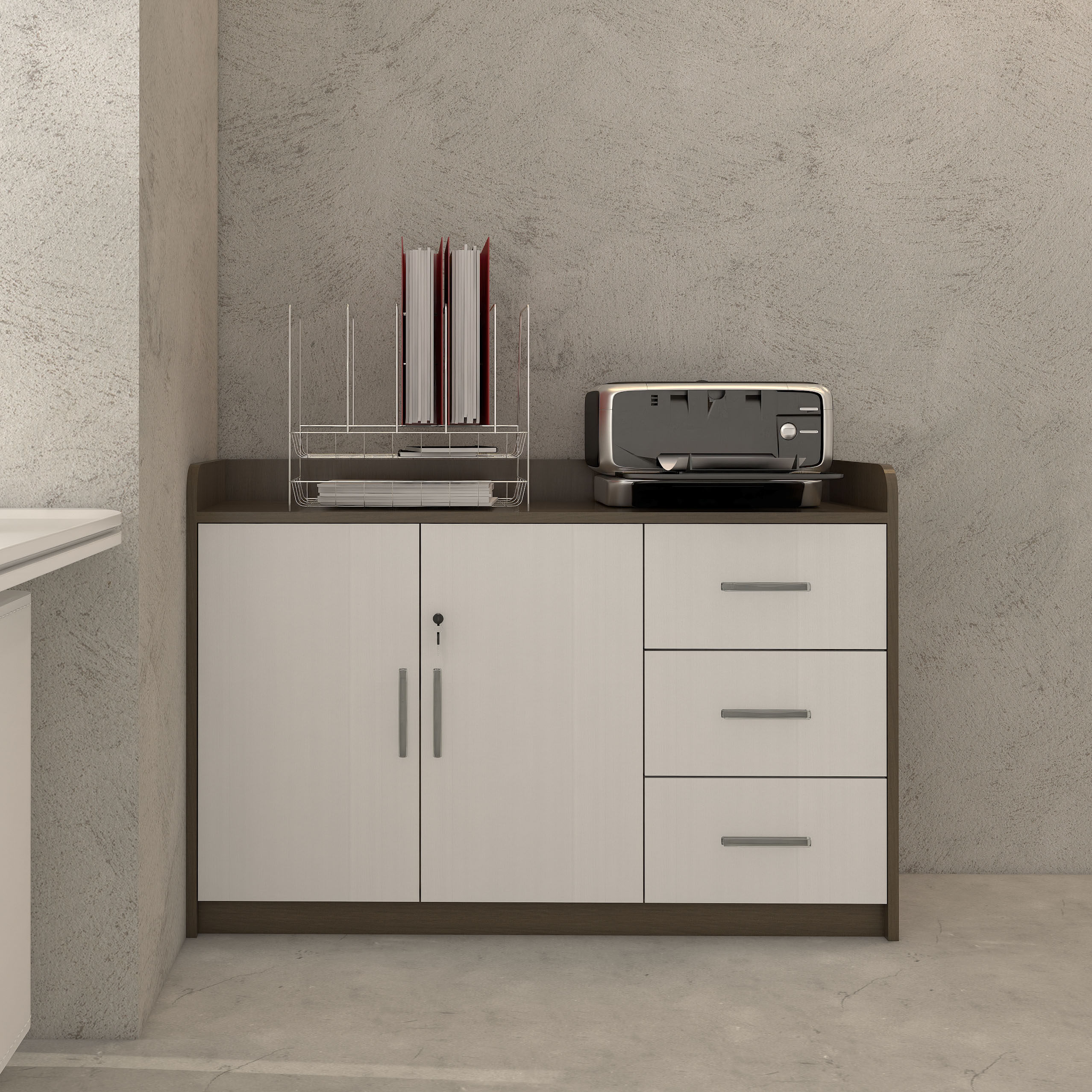 办公室双开门矮柜木质茶水柜储物柜带门锁抽屉文件柜资料柜档案柜