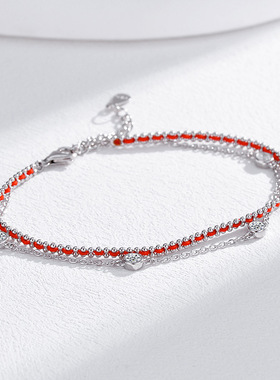 本命年红绳锆石双层不掉色手链