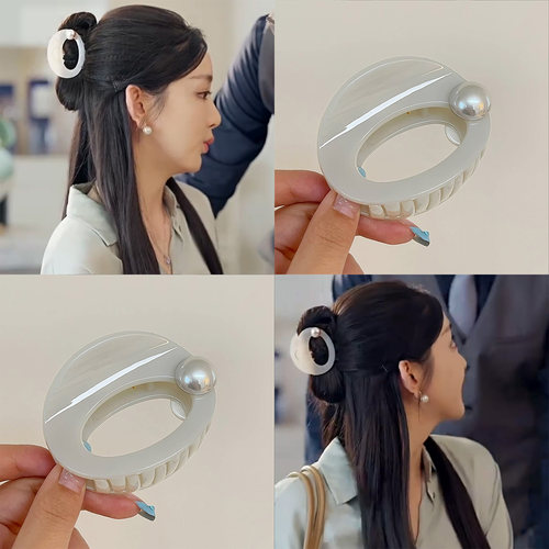 私藏孙露璐同款抓夹女高级感2025新款珍珠发夹半扎发鲨鱼夹后脑勺