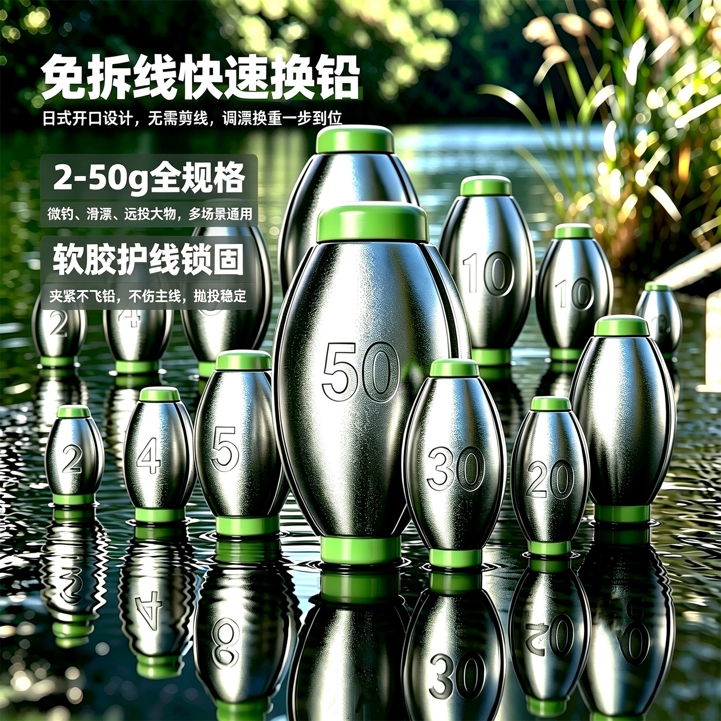 批发钓鱼日式铅坠开口铅桥筏船钓图片