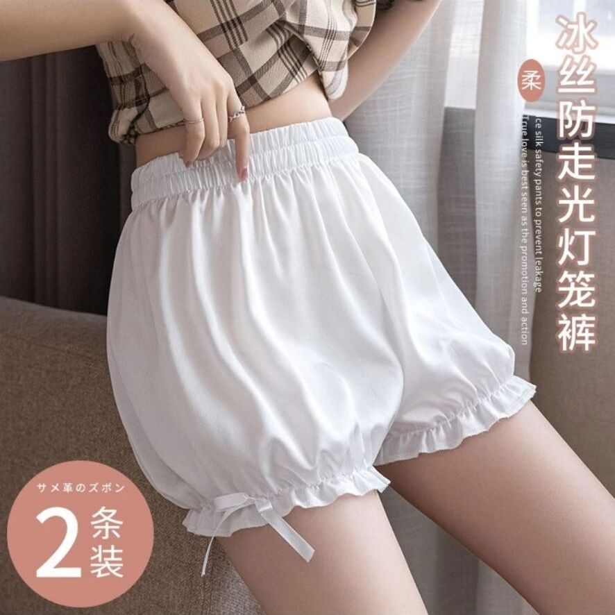 白色宽松灯笼保险短裤南瓜裤女夏薄款jk安全裤防走光可外穿打底裤