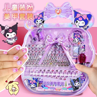 新款儿童盒装美甲贴纸 女孩过家家玩具 公主卡通炫彩指甲贴指甲油