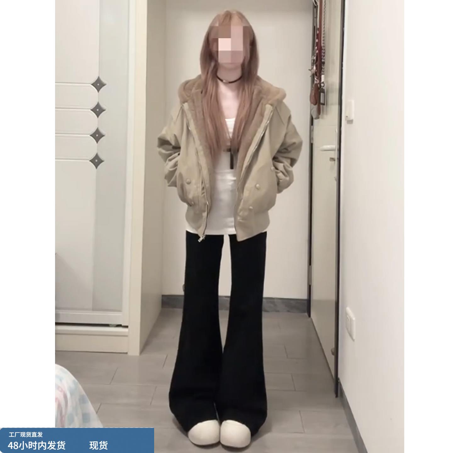 黑色微喇叭牛仔阔腿裤女秋冬2025新款低腰巨好看小个子窄版直筒裤