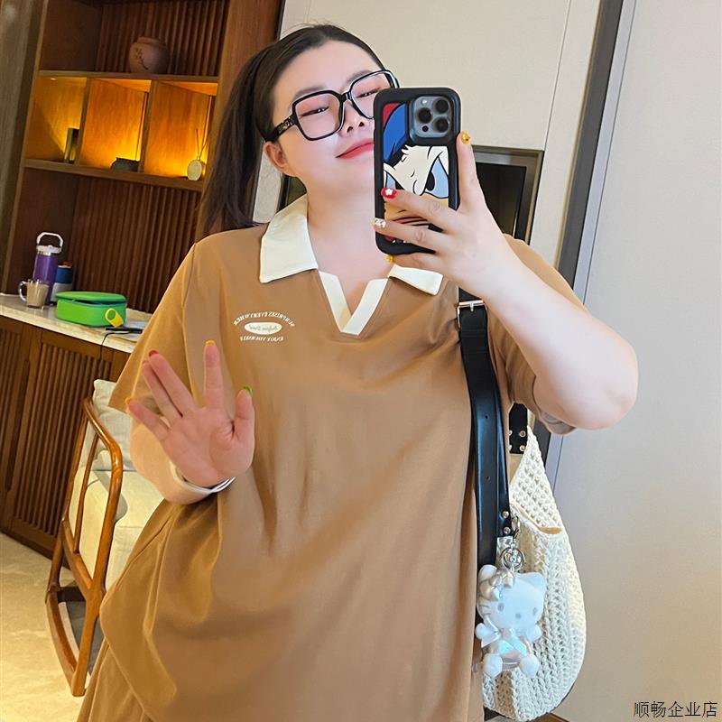 胖mm夏季清爽运动套装休闲学院风减龄polo衫遮肉a版裙裤两件套女