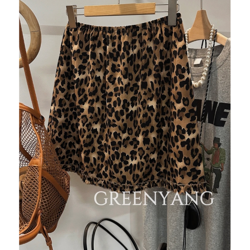 豹纹半身裙女夏季新款高腰显瘦A字裙时尚百搭气质短裙设计感裙子