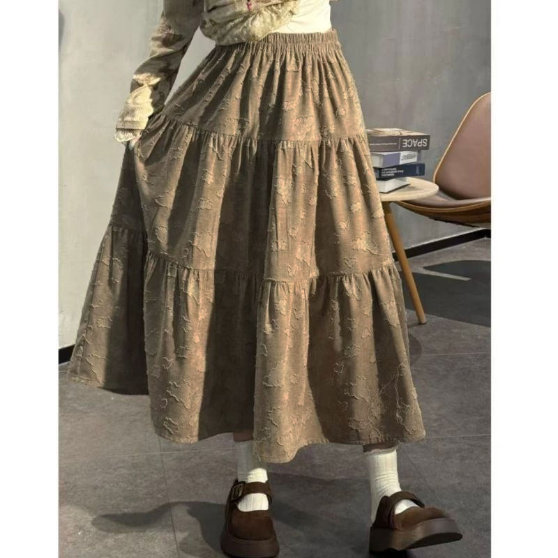 小卓的裙子【剪花】文艺秋季秋冬高腰A字小众复古半身裙高腰70371