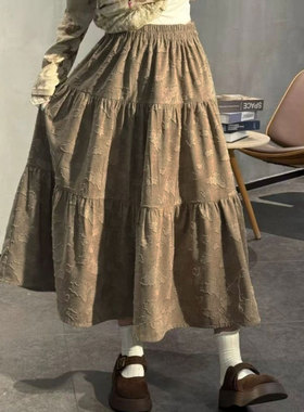 小卓的裙子【剪花】文艺秋季秋冬高腰A字小众复古半身裙高腰70371
