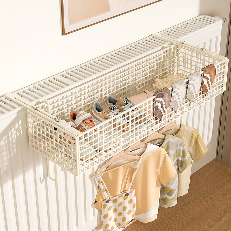 暖气架子置物可调节免打孔收纳盒