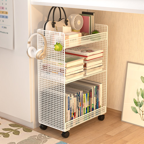 书包置物架书架桌下可移动小推车