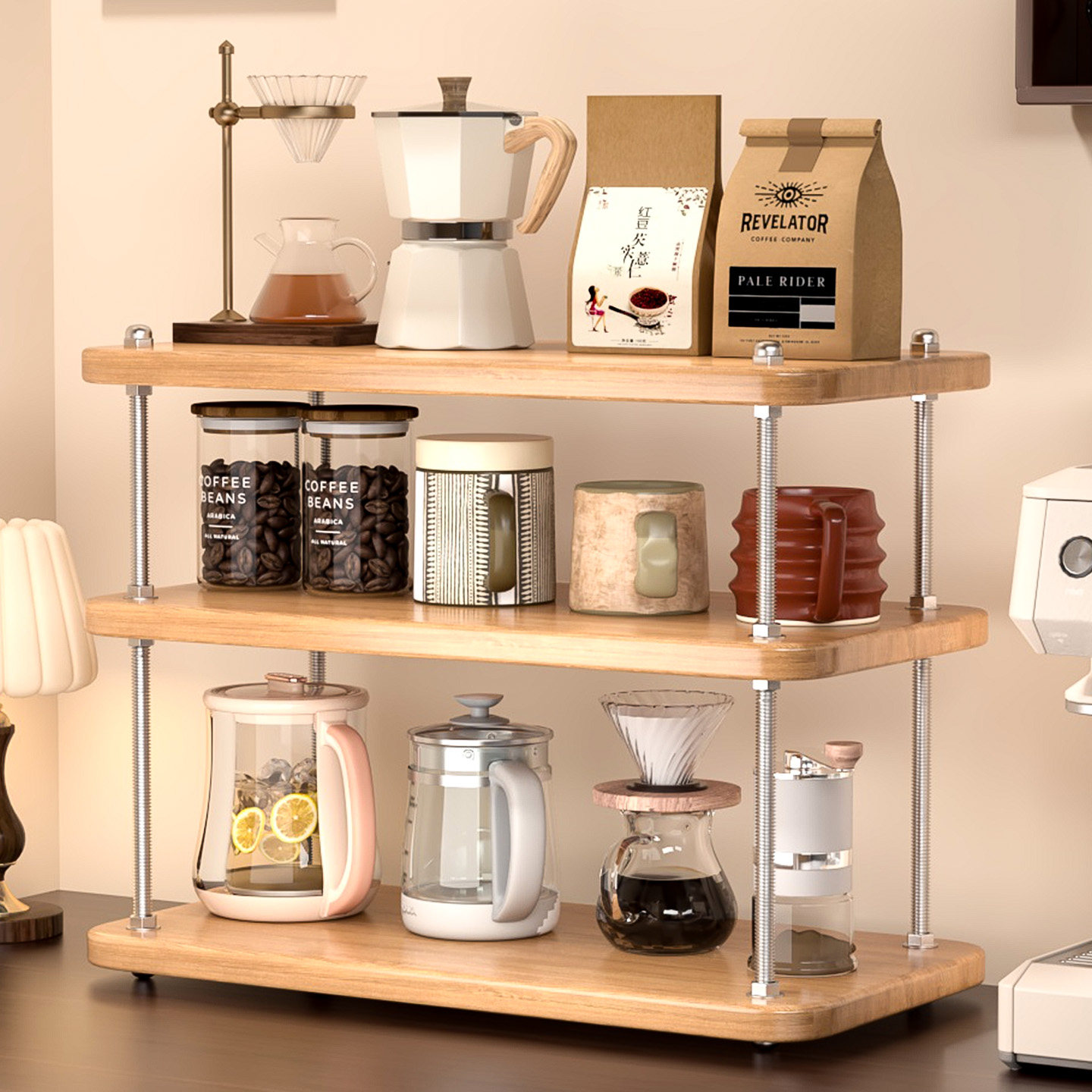 杯架桌面收纳置物架中古风餐桌台面水杯咖啡杯放置架高级感轻奢,住宅家具,搁板/置物架/家用陈列架,淘宝优惠券,粉丝福利购,淘宝优惠卷