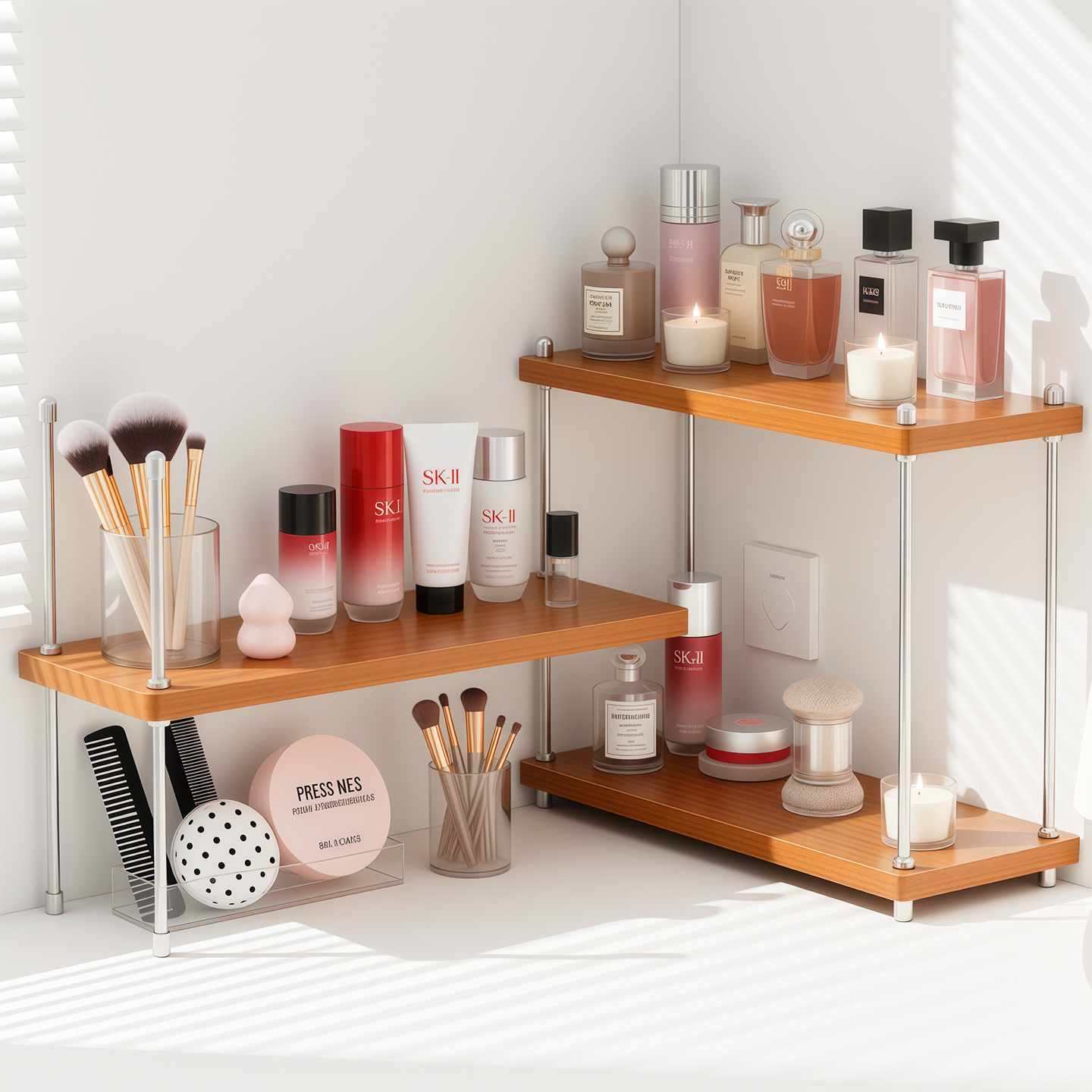 化妆品收纳盒子木质高级收纳神器