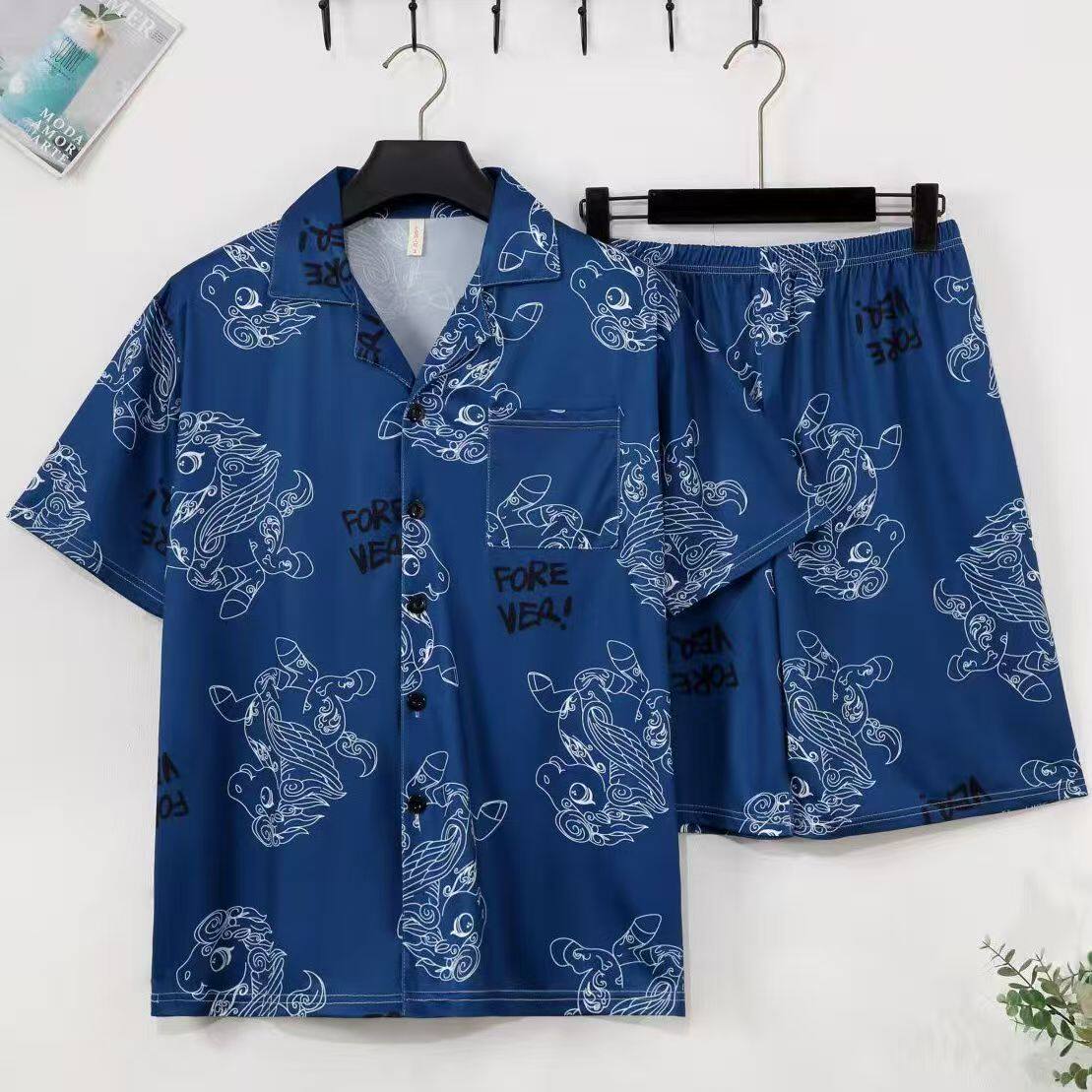 夏季睡衣男短袖短裤加肥加大码235斤卡通家居服套装夏天款可外穿