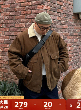 oops鹅噗丝大码羊羔绒夹克秋冬外套日系宽松大口袋街头风格保暖潮