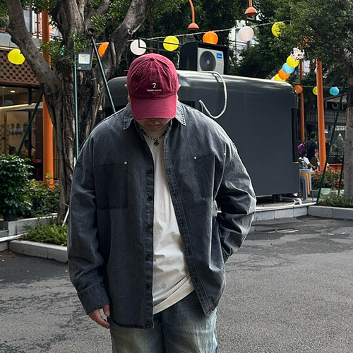 oops鹅噗丝大码工装衬衫水洗做旧日系复古加大外套长袖街头春季男