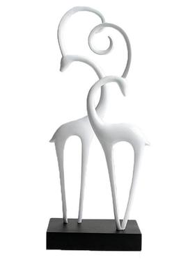 现代创意工艺品结婚情侣鹿摆件 喜庆红装饰桌面客厅简约家居饰品