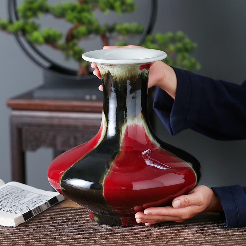 景德镇陶瓷器仿古三阳开泰花瓶摆件饰品新中式客厅玄关插花器礼品
