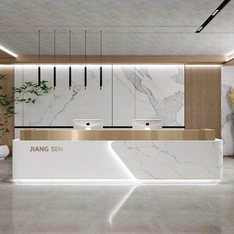 简约现代公司酒店大厅前台接待台培训机构健身房吧台美容院收银柜
