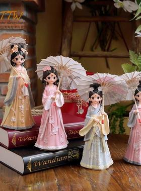 宫廷汉服风树脂女孩公主家居饰品摆件公仔闺蜜礼物古风娃娃中国风