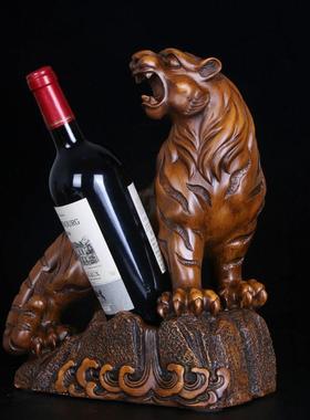 十二生肖虎红酒架创意中式客厅酒柜摆件葡萄酒托客厅摆件乔迁礼物