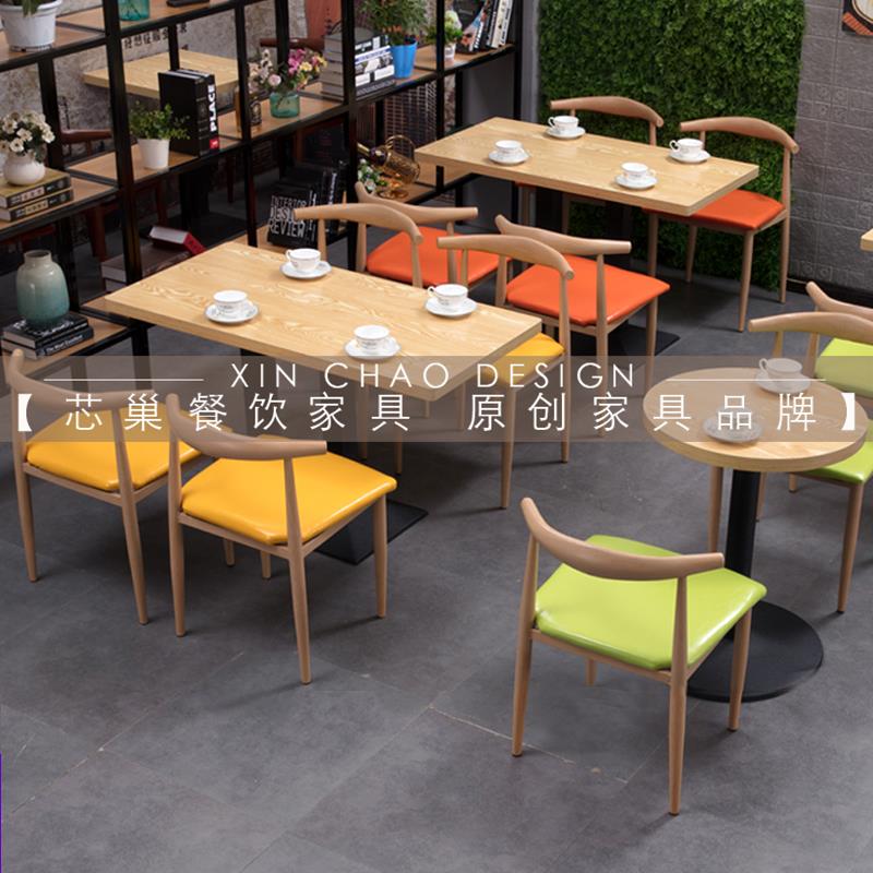 小吃快餐店桌椅组合餐桌商用汉堡甜品奶茶店桌椅饭店餐桌椅组合