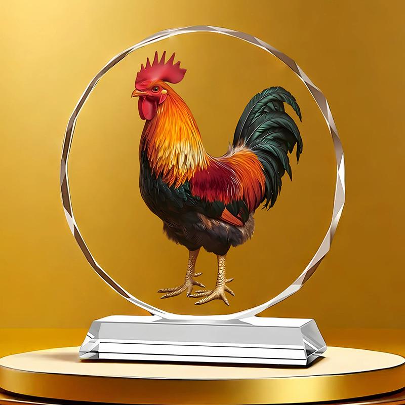 公鸡水晶饰品客厅入口财富饰品工艺品红公鸡家居装饰桌面装饰