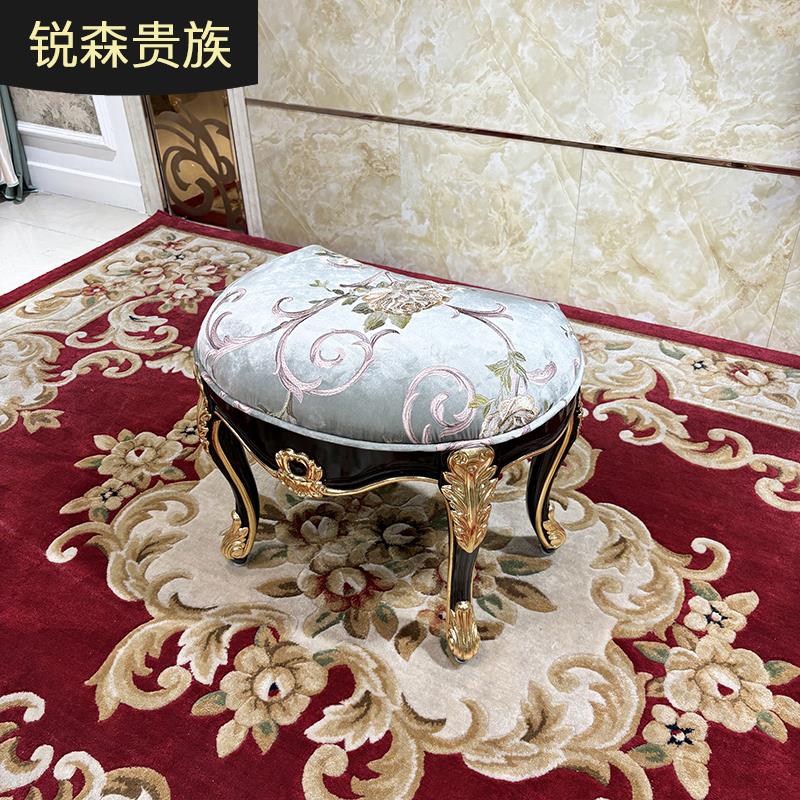 法式实木布艺刺绣梳妆凳 欧式奢华卧室化妆凳简约化妆台家用迷你