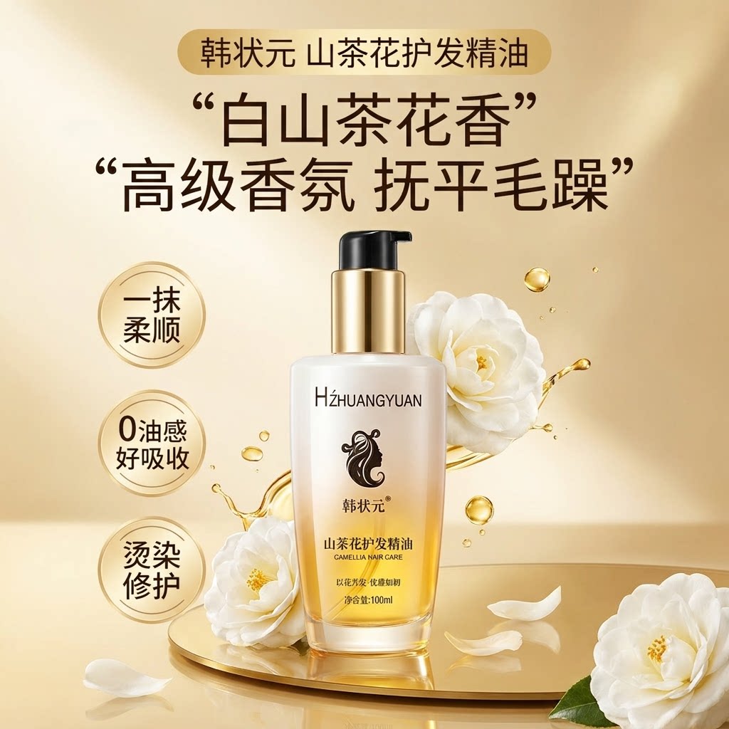 护发精油护发山茶花修护染烫损伤护发官方正品防毛躁柔顺持久留香