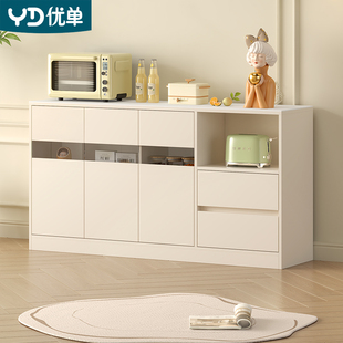 奶油风岩板客厅餐边柜厨房收纳储物柜一体靠墙现代简约多功能G252