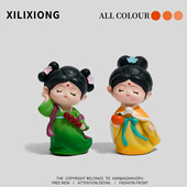 饰品生日礼物 唐朝古风少女摆件可爱工位装 与光同尘 与时舒卷