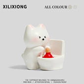 可爱西高地桌面摆件卡通小狗工位装 快乐少一半 饰 人生不摆烂