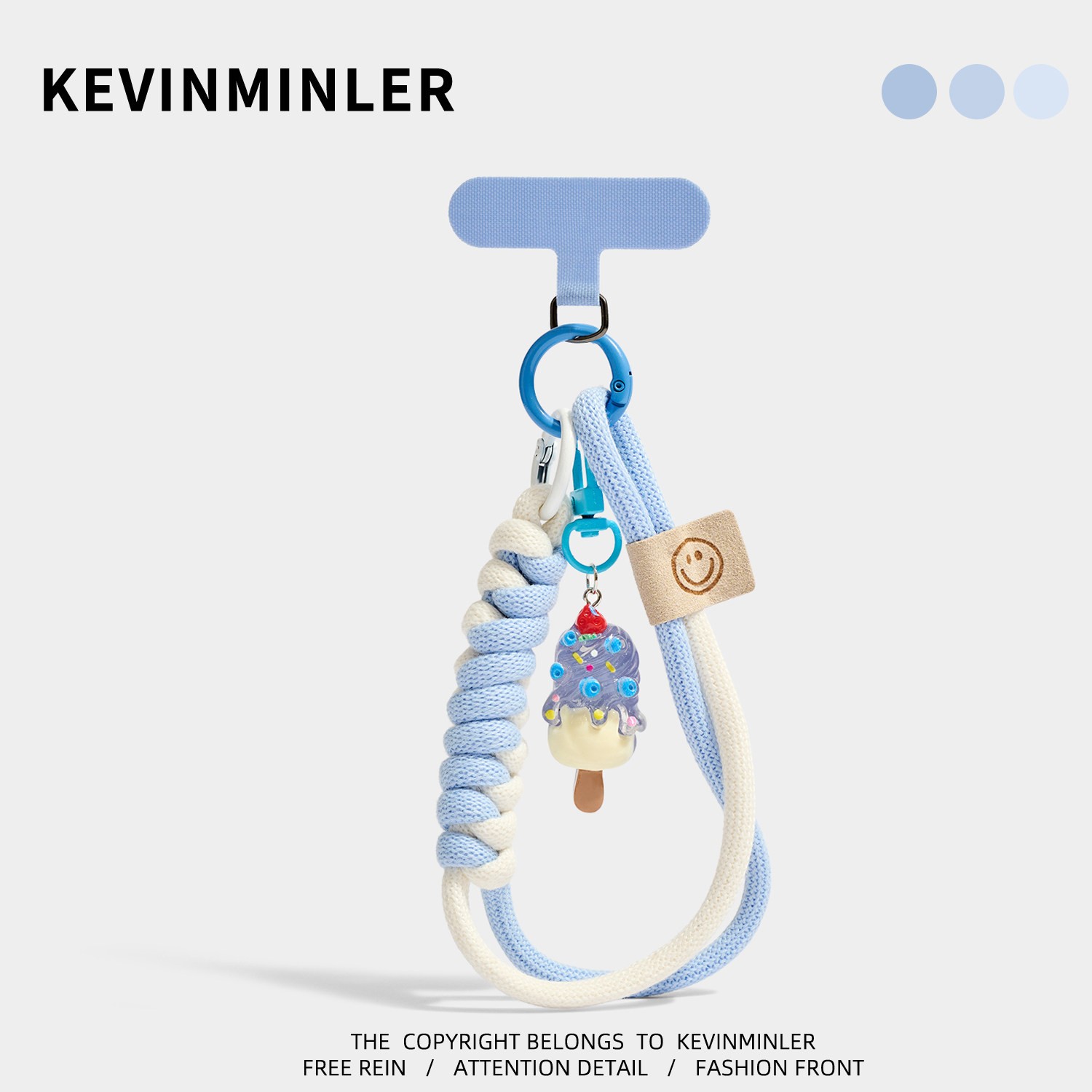 KEVINMINLER原创蓝色手机挂绳挂件防丢绳钥匙扣可拆卸便携车挂饰图片