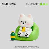 饰品 卡通西高地桌面摆件可爱公仔工位装 无聊和小狗一起刷剧叭