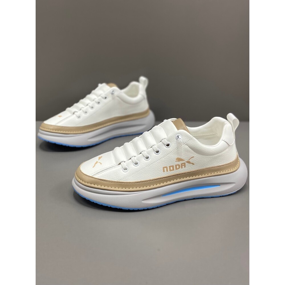 正品牌官方秋夏季皮面一脚蹬运动潮流男鞋厚底增高休闲百搭小白老