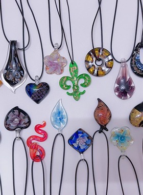 M1孤品 琉璃项链 原创设计手工定制黑色系琉璃吊坠挂绳艺术品风格