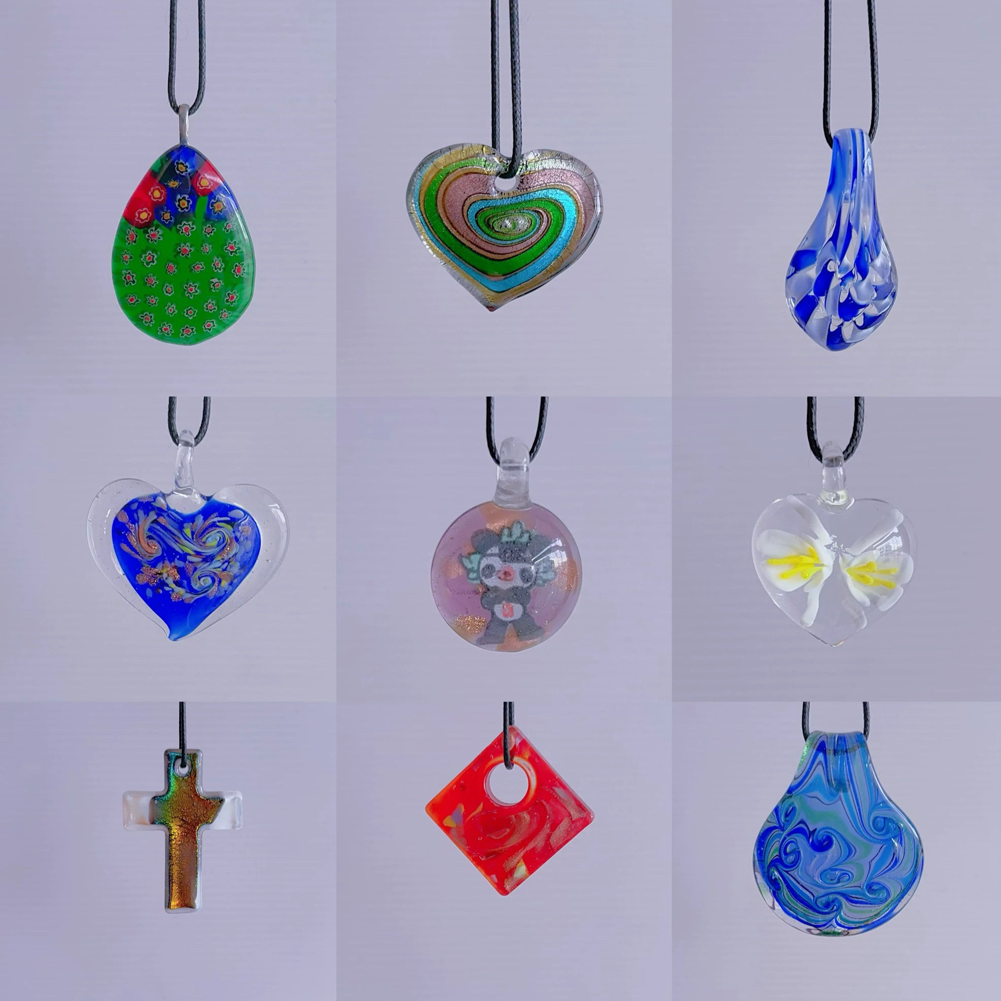 B5琉璃吊坠 琉璃项链 y2k饰品 原创手作项链皮绳长项链设计感项链