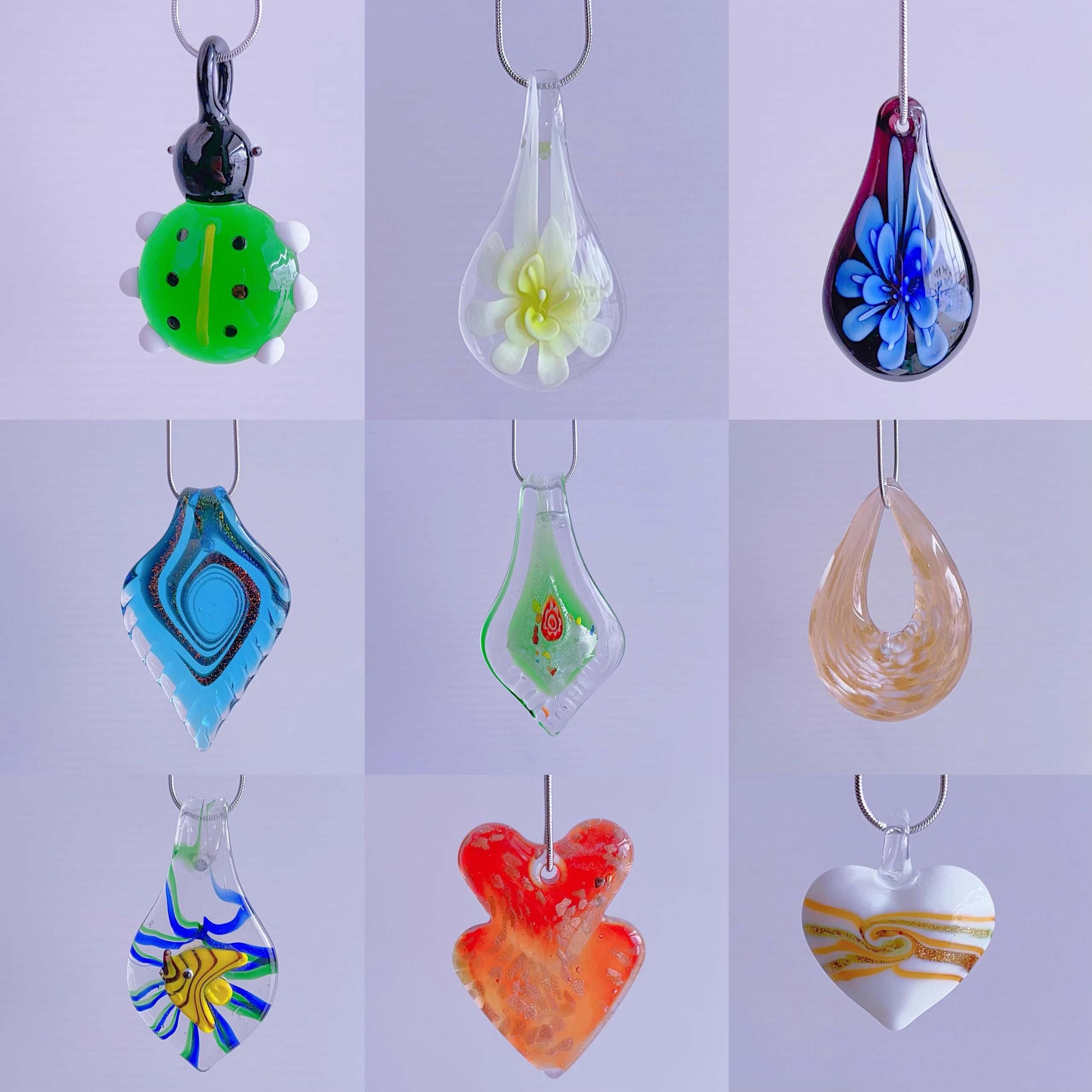 (双链 )B6原创手作 项链女配饰长款琉璃项链吊坠 彩色项链y2k颈链