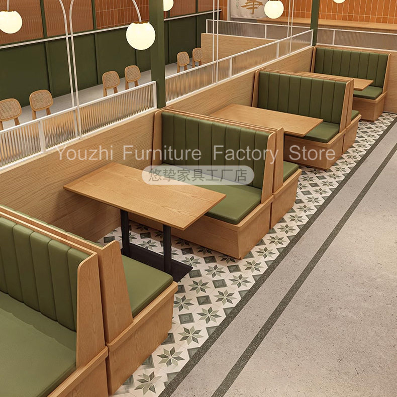 主题餐厅靠墙卡座沙发东南亚西餐厅茶楼饭馆餐饮店商用餐桌椅组合图片