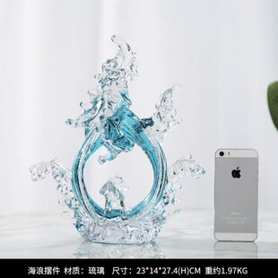 现代轻奢水晶琉璃抽象艺术摆件财源滚滚玄关电视柜酒柜水晶摆设