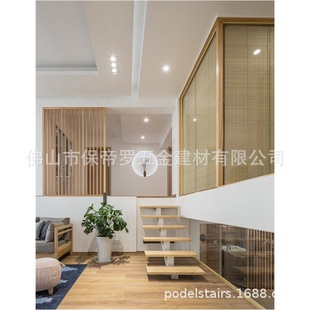 钢木 7步阁楼楼梯扶手家用别墅简约楼梯栏杆保帝罗