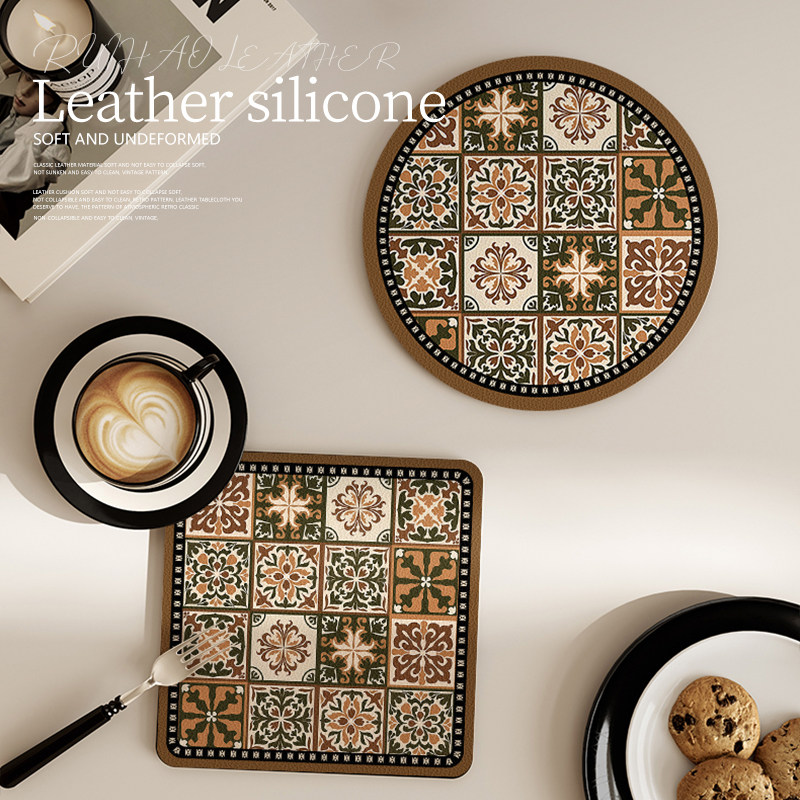 中古风复古餐桌隔热垫花砖小餐垫免洗防水防油碗垫盘垫水杯垫子,居家布艺,餐垫,淘宝优惠券,粉丝福利购,淘宝优惠卷