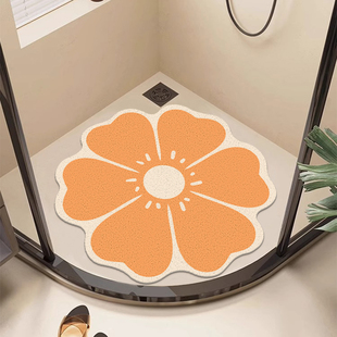 浴室地垫丝圈卫生间花朵卡通洗澡间专用镂空防滑垫厕所防摔淋浴房